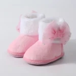 Bottines bébé fille intérieur rose pastel fourrure faux confortables douces adorables design mignon premier marcheur pantoufles