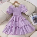 Robe princesse été fille style bal européen américain 2025 coton polyester安全 facile entretien cadeau anniversaire 614 ans