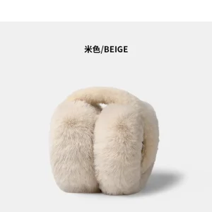 Cacheoreilles portables en fausse fourrure pour hommes et femmes protection contre le froid en plein air oreillettes pliables doux et confortable beige élégant accessoires hiver