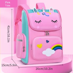 Sac à dos léger étanche pour filles design licorne compartiments multiples sac scolaire résistant 612 ans rose vif
