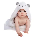 Serviette de bain bébé capuchon ours absorbante et douce grande serviette pour nouveauné style mignon coton premium sécher bébé après bain pratique et confortable