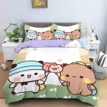 Ensemble de literieours mignon Bubu Dudu lit enfant housse de couette taies d&rsquo;oreiller microfibre doux hypoallergénique cadeau noël