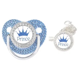 Sucette Prince en silicone sans BPA design royal pierres scintillantes cadeau bébé prince ou princesse 024M