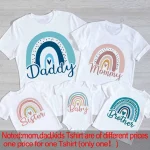 Tenue assortie de famille arcenciel tshirts Daddy Mommy Sister Baby Brother coton doux look familial photos de groupe usage quotidien cadeau original