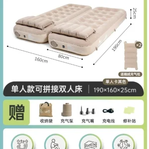 Matelas gonflable extérieur pliable double tente camping intérieur lit portable gonflage rapide PVC durable