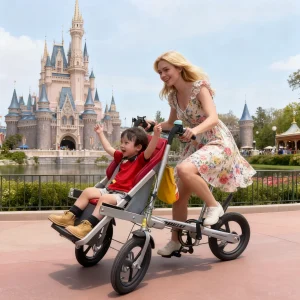 Vélo tandem 2 en 1 Targa parentenfant poussette tricycle aluminium sécurité confort équitation