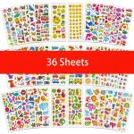12/36 feuilles autocollants pour pressepapier faits à la main bricolage journal livre décoratif animaux chiffres poisson dinosaures voitures autocollant cadeaux pour enfants  36 sheets