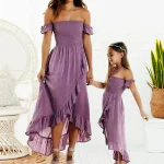 Robe assortie mère et fille été 2021 polyester style cute confort famille fille maman tenue été mode été
