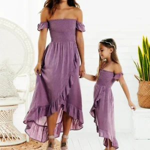 Robe assortie mère et fille été 2021 polyester style cute confort famille fille maman tenue été mode été