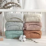 Drap housse bébé bassinet coton 100% doux respirant design moderne minimaliste couleurs pastel nuance apaisante literie bébéปลอดภัย confortable