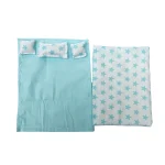 Ensemble de literie pour poupée 1:61:12 couette oreillers bleu étoiles tissu doux durable cadeau enfant jouet éveil qualité premium