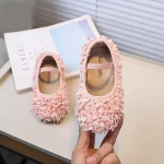 Chaussures d&rsquo;été pour filles ballettes à fleurs confort et sécurité idéales pour 46 ans style décontracté Shu Daddy rose pâle doux et élégant