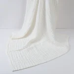 Couverture en mousseline de coton gaufrée pour bébé 100x100cm douce et respirante literie bébé accessoire maternité blanc uni texture douce usage quotidien