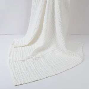 Couverture en mousseline de coton gaufrée pour bébé 100x100cm douce et respirante literie bébé accessoire maternité blanc uni texture douce usage quotidien Couverture en mousseline de coton gaufrée pour bébé 100x100cm douce et respirante literie bébé accessoire maternité blanc uni texture douce usage quotidien