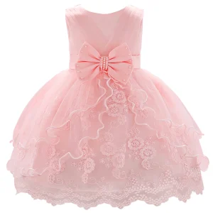 Robe bébé fille princesse sans manches dentelle nœud perles vêtements Tutu fête mariage anniversaire occasion spéciale Robe bébé fille princesse sans manches dentelle nœud perles vêtements Tutu fête mariage anniversaire occasion spéciale