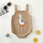 Barboteuse triangulaire brodée canard en coton doux pour bébé combinaison confortable et sécuritaire pour nouveauné garçon et fille