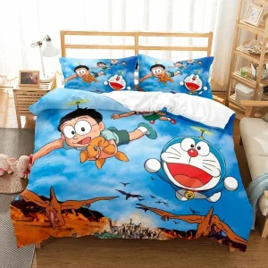 Ensemble de literie Doraemon cartoon drap couette housse oreiller enfants chambre maison lit garçons filles cadeau lit enfant design animé