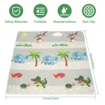 Tapis de jeu PVC antidérapant pour bébé pliable imperméable motifs animaux 135x135cm durable facile à nettoyer idéal pour la maison ou l&rsquo;extérieur