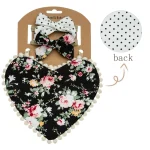 Bavoirs en forme de cœur pour bébé 3 pièces double face à fleurs accessoires photo enfants bandanas en coton doux usage quotidien et cadeau