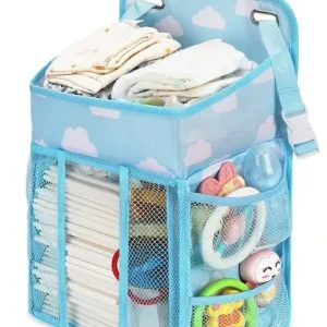 Organisateur de Rangement pour Bébé Sac à Couches Lingettes Jouets Suspendu Design Nuageux Polyester Pratique Sécurité Fidèle aux Normes