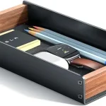 Organisateur de bureau en bois et métal tiroir de rangement stationnaire design scandinave moderne style minimaliste usage domestique ou professionnel