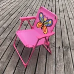 Chaise pour enfants butterfly design chaise pliante chaise de jardin chaise de plage tissu polyester dossier incliné accoudoirs enfants 26 ans outdoor meuble portable