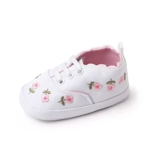 Chaussures bébé fille blanches brodées fleurs baskets enfants première pointure printemps automne doux respirant 018 mois style moderne