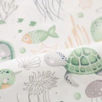 Drap de couffin imprimé animaux marins 82x41cm 100% coton doux et extensible pour couffin ou matelas bébé unisexe printanier