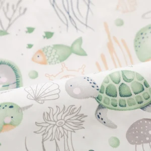 Drap de couffin imprimé animaux marins 82x41cm 100% coton doux et extensible pour couffin ou matelas bébé unisexe printanier