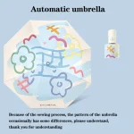 Parapluie automatique UV coloré compact protection solaire pluie voyages design moderne motifs fleuris tissu polyester usage quotidien jeune public