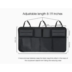 Organisateur de siège arrière voiture SUV sac de rangement multifonction suspendu MPV plusieurs poches ajustable durable design moderne noir Organisateur de siège arrière voiture SUV sac de rangement multifonction suspendu MPV plusieurs poches ajustable durable design moderne noir