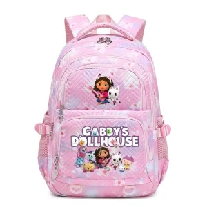 Sac à dos Gabby&rsquo;s Dollhouse pour enfants école loisirs motifs animés confortable style moderne rose clair violet blanc
