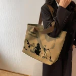 Sac fourretout en toile design chat spacieux et durable pour usage bébé porté épaule style moderne polyester