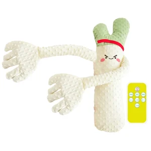 Oreiller apaisant pour bébé poupée douce cartoon massage manuel télécommande sans musique 100% coton confort du sommeil multifonctionnel nouveauné à 1 an