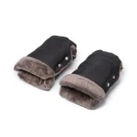 Gants poussette sans doigts chauds confortables universels pour poussette promenade bébé style moderne couleur noire