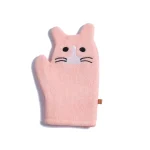 Gants de bain bébé motif chat rose éponge doux protection mains bain massage sécurité confort usage quotidien
