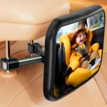 Miroir de sécurité voiture pour bébé surveillance enfant siège auto fixation rapide vision 360° facile à installer design moderne plastique et métal noir pratique et rassurant