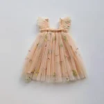 Robe princesse en tulle brodée pour bébé fille manches spaghetti fête d&rsquo;anniversaire robe de cérémonie 17 ans occasion spéciale vêtement élégant design romantique robe de bal bijoux floral doublure en coton tissu léger confortable qualité supérieure sécurité bébé