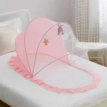 Moustiquaire pour bébé, couverture complète anti-moustiques pour berceau de bébé, yourte mongole, moustiquaire pliable sans fond pour enfants – Pink