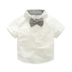 Chemise formelle pour enfant manches courtes nœud papillon coton 26 ans tenue de fête mariage anniversaire style classique moderne cadeau élégant