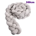 Coussin tressé protection berceau 300cm décoration chambre bébé gris uni moderne doux matériau polyester qualité premium