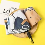 Parapluie compact design chat pastel pliable polyester usage quotidien pluie et soleil cordon de transport idéal jeunes adultes style moderne couleur douce