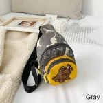 Sac banane dinosaure pour enfants sac à bandoulière compartiments zippés cadeau enfant sac de poitrine style sporty polyester