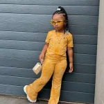 Ensemble 2 pièces pour filles Pantalon Fared à manches courtes Vêtements décontractés bébé 38 ans