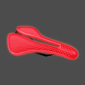 Selle de vélo sportive 3D ventilée ergonomique pour route et VTT confort optimal design moderne couleur rouge vif Selle de vélo sportive 3D ventilée ergonomique pour route et VTT confort optimal design moderne couleur rouge vif