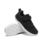 Chaussures enfants bout large pieds nus baskets légères antiglisse Velcro laces textile respirant moderne noir bleu