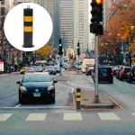 Colonne de signalisation urbaine en acier inoxydable Jaune Sécurité routière Accessoires de circulation