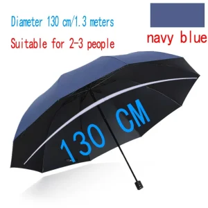 Parapluie pliant surdimensionné 130cm coupevent et imperméable parasol familial pour soleil et pluie usage voyage et extérieur Blue Parapluie pliant surdimensionné 130cm coupevent et imperméable parasol familial pour soleil et pluie usage voyage et extérieur Blue