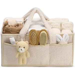 Organisateur de rangement pour bébé en peluche sac de stockage multifonction rangement de couches accessoires et vêtements bébé design moderne et doux