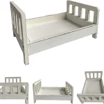 Accessoires de photographie pour nouveau-nés, lit en bois pour enfants, souvenirs pour bébés, accessoires d&rsquo;images de Studio pour nourrissons garçons et filles – White Bed